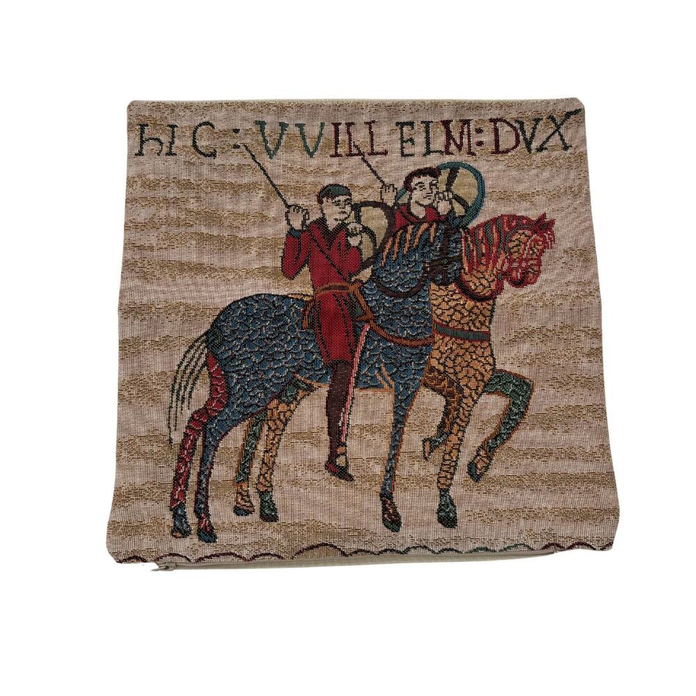 Bayeux horse riders william the conqueror cushion cover vintage rare cover only
